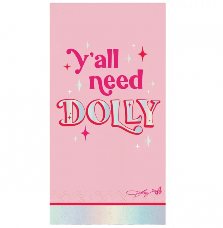 Vaaleanpunainen ja hopeafolio Ya'll Need Dolly Guest Towels, 16 Ct