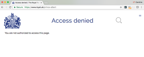 kuninkaallisen perheen verkkosivusto prinssi albert pääsy evätty