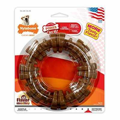 Nylabone Power Chew Textured Dog Chew Ring Lelu maku Medley Flavor X-LargeSouper - 50+ lbs.