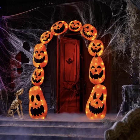 7,5 jalkaa Tinsel Plug-In LED Pumpkin Archway