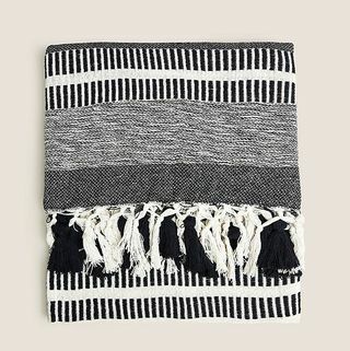 Cotton Mix Woven Monochrome Stripe Throw