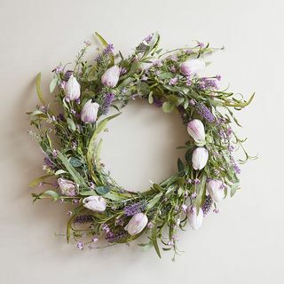50 cm tulppaani- ja laventelikukkaseppele