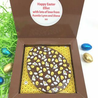 Henkilökohtainen viesti Chocolate Yellow Chick Easter Egg