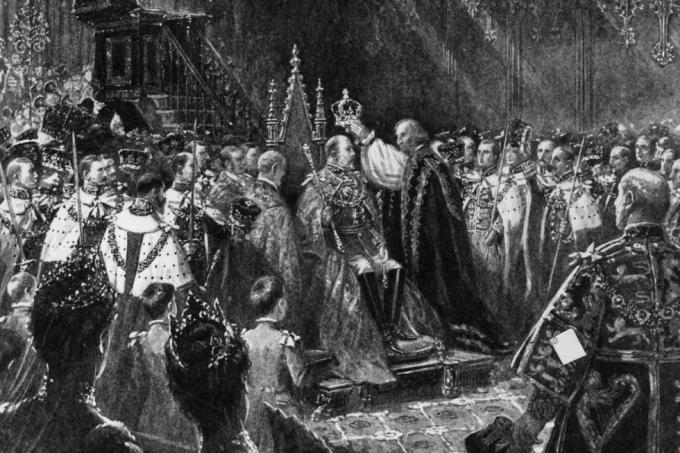 9. elokuuta 1902 edward vii kruunattiin kruunausseremoniassa Westminster Abbeyssa, Lontoossa valokuva hulton archivegetty images