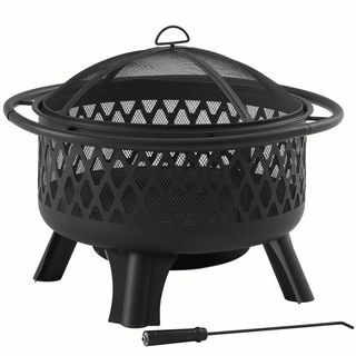 Piemonte 30 tuumaa Steel Fire Pit mustana pokerilla