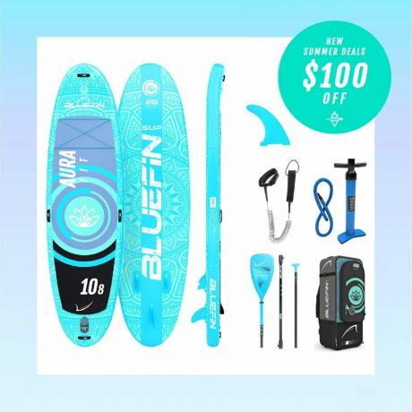 Bluefin SUP 10′8″ Aura FIT Stand Up Paddle Board Kit – Fitness & Yoga Paddle Board