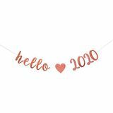Rose Gold Glitter Hello 2020 -palkki