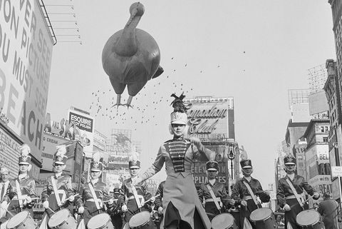 bändi ja kalkkunan ilmapallo macyn kiitospäivän paraatissa vuonna 1959