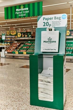 Uudelleen käytettävä paperipussi - Morrisons tuo markkinoille Yhdysvaltain tyylin paperikassit vähentääkseen muovin käyttöä