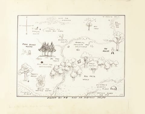 E.H Shepard_ The Hundred Acre Woodin alkuperäinen kartta - Sotheby’s