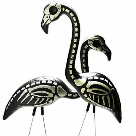 Halloween Skeleton Yard Flamingos